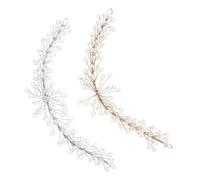 CALLARON 2pcs Bridal Wedding Hair Accessories Handmade Rhinestone Headbands for Women Crystal Vine Design Lightweight and Flexible Gold Silver Options for Brides and Bridesmaids