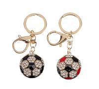 CALLARON 2pcs Chic Football Shaped Keychain Stylish Key Pendant Rhinestones for Sports Fans and Keyring Collectors and Design