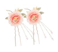 CALLARON 2pcs Chinese Style Floral Hair Stick Vintage Tassel Hairpin Wedding Party Hanfu Ancient Hair Accessories for Women