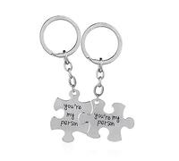 CALLARON 2pcs Couples Puzzle Keychains Charming Jigsaw Keyring for Lovers Bright Accessories for Bag Pendants and Home Decor