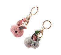CALLARON 2pcs Cute Cartoon Key Adorable Wool Felt Bunny Keychains for Handbags Key Pendant for Easter and Boys and Girls