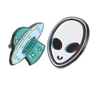 CALLARON 2pcs Cute Cartoon Outer Space Brooch Pin in Alloy with Flying Saucer Shape, Lightweight and Versatile Compatibility for Backpack and Handbag Accessory Scenarios, Unisex Space Theme