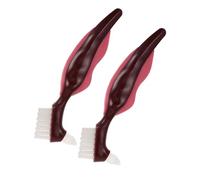 CALLARON 2pcs Double-Headed False Toothbrush Hard Bristled Denture Cleaning Brush for Partial Dentures for Soaking and Oral Care