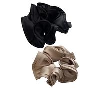 CALLARON 2pcs Elegant Satin Silk Hair Scrunchies for Women Stretchable Elastic Hair Ties for Daily Use Parties and Workouts