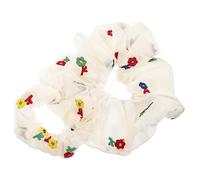 CALLARON 2pcs Embroidered Flower Hair Ties for Women Elastic Ponytail Holders Scrunchies for Casual Wear Parties and Teens
