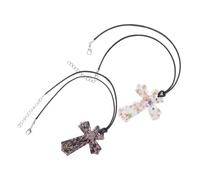 CALLARON 2pcs Exclusive Glass Cross Pendant Handmade Religious Christian Charm for DIY Crafting Smallbatch Unique Cross Shape Ornaments in Black and White Artisan Jewelry for Stylish