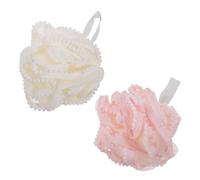 CALLARON 2pcs Exfoliating Bath Loofah Balls for Shower - Soft Bathing Skin Scrubber Hanging Rope - Large Body Wash Puff for Men and Women, Rich Foaming Shower Essentials Random Color