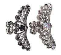 CALLARON 2pcs Extra Large Metal Claw Clip with Rhinestone Accents Vintage Alloy Hairpin for Thick Hair Firm Hold and Sparkling Jaw Clips Retro Style Hair Accessories for Women