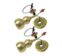 CALLARON 2pcs Feng Shui Brass Wu Lou Gourd Keychain with Five Emperor for Luck and Wealth Copper Keyring for Key Accessories for Luggage and Everyday Use