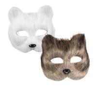 CALLARON 2pcs Fox Mask Stage Furry Mask Furry Fox Cosplay Halloween DIY for Party Craft Style Guy The Animal Flannel