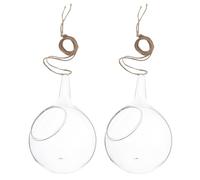 CALLARON 2pcs Hanging Air Planter Terrarium Glass Vase Micro Landscape Eco Bottle Hydroponic Plant Container for House and Office Decoration