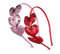 CALLARON 2pcs Heart Headband Cupid Sequins Hearts Shaped Headband Love Headbands Sparkle Pamper Rhinestones Party Hairband Cute Heart Headpiece Hair Band Heart Hair Accessories Cloth
