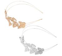 CALLARON 2pcs Hollow Butterfly Crown Headband Alloy Tiara Boho Wedding Hairpiece for Brides Prom Special Occasions Warm Season Women Hair Accessories