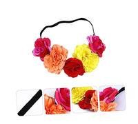 CALLARON 2pcs Imitation Flower Hairband Colorful Rose Flower Headband for Halloween Weddings and Festivals Elastic Hair Accessories for Adults