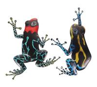 CALLARON 2pcs Iron Frog Wall Sculptures for Living Room and Restaurants, Creative Blue Hanging Wall Ornaments with Lifelike Design, Sturdy Home Decoration and Nature-inspired Desktop Decor