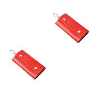 CALLARON 2pcs Leather Key Holder Case for Men and Women Multifunctional Key Organizer Ring Hooks Car Wallet for Daily Use and Outdoor Activities Random Color
