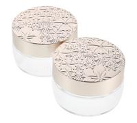 CALLARON 2pcs Loose Powder Jar Empty Makeup Powder Jar 10g 0.35oz Silver Refillable Plastic with Puff and Lid for Short Trips and Plane Journeys