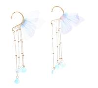 CALLARON 2pcs Mermaid Ear for Women Faderesistant Tassel Earrings with Fairy Tale Mermaid Princess Design Non Piercing Dangle Jewelry for Childrens Parties and Everyday Wear