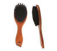 CALLARON 2pcs Natural Bristle Hair Brush with Curved Wood Handle for Curly and Tangled Hair Portable Lightweight Massage Comb for Men and Women Ergonomic Scalp-fitting Design Brown