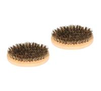 CALLARON 2pcs Oval Boar Bristle Beard Mustache Brush Beech Handle in Natural Primary for Men Face Cleaning Shaving