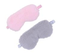 CALLARON 2pcs Plush Eye Mask Sleeping Blindfold Soft Comfortable Nap Blindfold with Elastic Strap for Travel Sleepover and Relaxation Faux Fur Cover with Silky Back for Women and Girls Pack