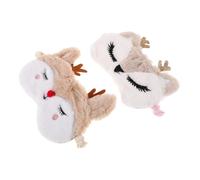 CALLARON 2pcs Plush Reindeer Eye Masks for Women and Cute Sleep Mask for Total Darkness for Travel Party Games and Holiday Use Soft and Comfortable Design