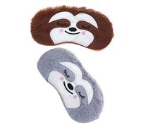 CALLARON 2pcs Plush Sleep Eye Mask Cartoon Animal Sleeping Mask Blackout Eyeshade Blindfold Cover for Home Travel and Office