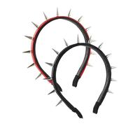 CALLARON 2pcs Punk Spiked Headband for Women and Black and Red Rivet Hairband Baroque Party Gothic Hair Accessory with Flexible Styling and Unique Spike Design