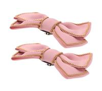CALLARON 2Pcs Removable Pink Bowknot Shoe Accessories Versatile Metal Rhinestone Clips for High Heels Flats Sandals Decorative Buckles for Weddings Parties Everyday Wear