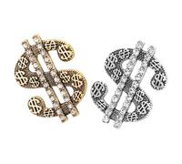 CALLARON 2pcs Rhinestone Money Brooch Pins for Men Bling Hip Hop Lapel Pins Stylish Jewelry for Suits Shirts Hats Backpacks Party Accessories Elegant Sparkle Durable