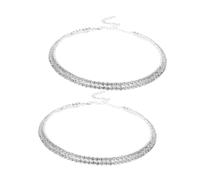 CALLARON 2pcs Shiny Choker Necklace Bling Rhinestone Double Layer Crystal Jewelry for Women Elegant Accessory for Weddings and Christmas Events