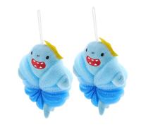 CALLARON 2pcs Shower Sponge Soft Gentle Texture Bath Balls for Bathtime Accessories Cute Blue Shark Design and Safe Material Bath Brush