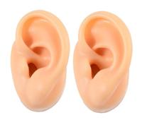 CALLARON 2pcs Silicone Ear Piercing Practice Body Parts Fake Human Ears Display Props for Jewelry Stores Home Use