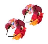 CALLARON 2pcs Simulated Flower Headband Hair Hoops for Party Decor Artificial Rose Hair Accessory Faux Floral Decor for Women