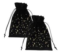 CALLARON 2pcs Tarot Cards Velvet Storage Bag Jewelry Case Drawstring Small Items Bag Black Velvet Pouches for Tarot Cards