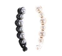 CALLARON 2pcs Unique Banana Shape Hair Clip Snap Ponytail Clip Pearl Elegant Women Hair Accessory