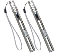 CALLARON 2pcs USB Rechargeable LED Medical Pen Lights with Tail Rope, Stainless Steel Nurse Doctor Inspection Penlights in Silver, White and Warm Light for Clinical Diagnostics