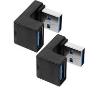 CALLARON 2pcs USB Right Angle Adapter Upward Angled Connector with U-shaped Blue Front High-speed Data Transfer USB Extender for Laptop Compatibility