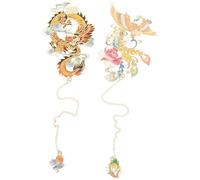 CALLARON 2pcs Vintage Copper Metal Bookmarks with Chinese Mythology Design, Easy to Store and Page Locating, Book Page Marker for Students and Reading Enthusiasts