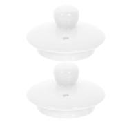 CALLARON 2pcs Vintage Style Small Ceramic Teapot Lid Replacement with Double Layer Cover and Tray for Loose Leaf Tea Brewing at Home Or Camping, Sturdy Porcelain Tea Filter Caps