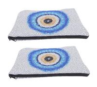 CALLARON 2pcs Waterproof Evil Eye Makeup Bag Set Portable Zipper Pouch Organizer for Women Small Travel Toiletry and Cosmetics Bags for Makeup Essentials