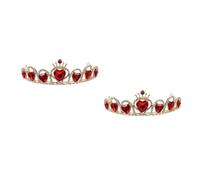 CALLARON 2pcs Wedding Crown Rhinestone Ruby Bridal Headdress Decorative for Wedding Birthday Engagement Use Shiny Bride Crown Pearl Accents Dress Tiara