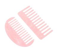 CALLARON 2pcs Wide Tooth Acetate Fiber Hair Combs Double-sided French Style with Marble Print Comfortable Scalp Massage for Bangs and Hairdressing Pink Accessories