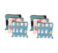 CALLARON 2sets Cute Cartoon Period Organizer Storage Bag Sanitary Napkin Pouch for Women Compact Reusable Period Bag with Zipper for Travel and Daily Use 3pcs*2