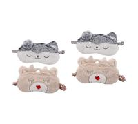 CALLARON 2sets Plush Eye Cover Set Cute Dog Deer Design Sleep Masks for Adults Elastic Washable Plush Sleeping Masks for Headache Relief and Complete Blackout 2pcs*2