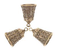 CALLARON 3 Pcs Brass Bell Key Chain Pendant Set, Retro Style Copper Wind Chime Key Ring Ornament, Party Favor Decorative Hanging Charm for Craft Jewelry Making