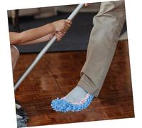 CALLARON 3 pcs Washable Reusable Microfiber Chenille Mop Slippers Floor Cleaning Shoes Cover for Men Women Elastic Band Non Slip Dust Dirt Hair Removal for Home Office Kitchen Bathroom Blue