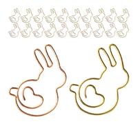 CALLARON 30pcs Cute Bunny Shaped Paper Clips, Small Multi-use Metal Clips for Office and Students Desk Accessories, Gold and Rose Gold Document Paperclips for Organizing Papers