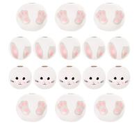CALLARON 30pcs Easter Wooden Beads Set for Bracelet DIY Including Rabbit Ears, Faces, and Paws Charms, Round Natural Wood Beads for Crafting, Garland, and Jewelry Making