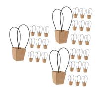 CALLARON 30pcs Floral Case Handheld Bouquet Bags Kraft Paper Wrapping Bags for Flowers Bouquet Packing Pouches Easy to Carry